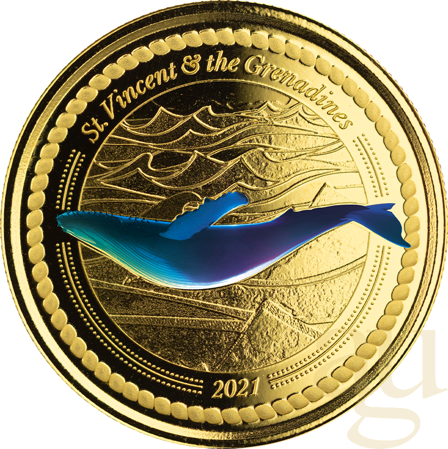 1 Unze Goldmünze EC8 St. Vincent & The Grenadines - Humpback Whale 2021 - col...