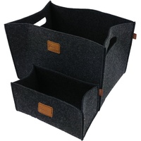 2-er Set Box Filzbox Aufbewahrungskiste Aufbewahrungsbox Kiste für Allelei (Schwarz meliert)