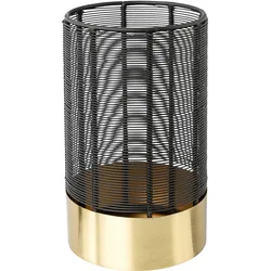 Windlicht LEONIQUE "Kerzenhalter Alienor", gold (schwarz, goldfarben), H:22cm Ø:13cm, Metall, Kerzenhalter, aus Metall, mit Draht-Struktur