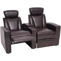 Mendler 2er Kinosessel HWC-H30, Relaxsessel Fernsehsessel Zweisitzer Sofa, Staufach Soft Touch Kunstleder MVG ~ braun