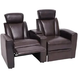 Mendler 2er Kinosessel HWC-H30, Relaxsessel Fernsehsessel Zweisitzer Sofa, Staufach Soft Touch Kunstleder MVG ~ braun