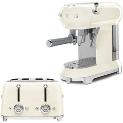 SMEG Breakfast SET 2tlg. Toaster, Espressomaschine - Breakfast Set 2-tlg. creme