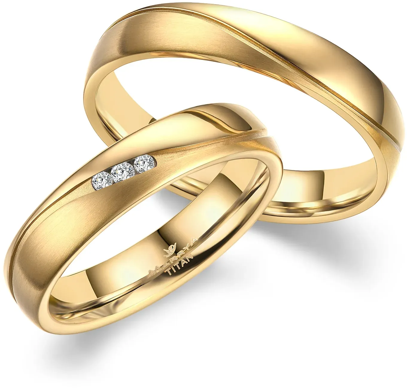 Partnerring MARRYA "Titan Ringe Trauringe Eheringe Partnerringe" Fingerringe Gr. 62, Titan, goldfarben (damen ring, gold) Damen