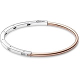 PANDORA Signature Bicolor I-D Pavé-Armreif aus Sterling Silber mit 14 Karat rosévergoldete Metalllegierung, Zirkonia, Größe: 17,5cm, 582740C01-2