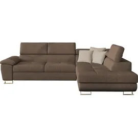 Mirjan24 Ecksofa Cotere, L-Form Eckcouch mit Schlaffunktion und Bettkasten (Matana 19 + Matana 17, Seite: Rechts) - Braun/Beige