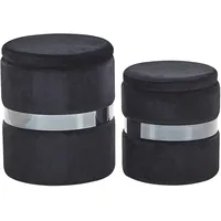 Beliani Pouf mit Stauraum 2er Set Samt 0 x 0 x 0 cm Schwarz