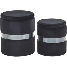 Beliani Pouf mit Stauraum 2er Set Samt 0 x 0 x 0 cm Schwarz