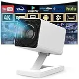 Mini Beamer Unterstützt 4K 1080P, Mini Projektor mit WiFi 6 und Bluetooth 5.4, Tragbarer Projektor mit Auto Keystone, 200-Zoll-Bildschirm, Smarter Beamer, kompatibel mit Laptops, Smartphone und TV