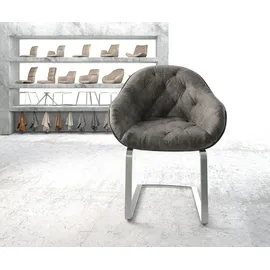 DeLife Schwingstuhl Gaio-Flex Grau Antik Freischwinger flach Edelstahl, Esszimmerstühle