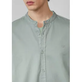QS Regular Fit: Gewaschenes Stehkragenhemd mit Logo-Stickerei - grün - XXL