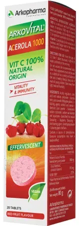 Arkopharma Arkovital Acerola 1000 Vitamin C Rotfruchtgeschmack 20 Brausetabletten