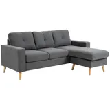 Homcom Eckcouch Textil 3-Sitzer Dunkelgrau