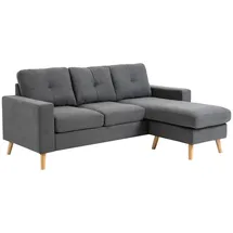 Homcom Eckcouch Textil 3-Sitzer Dunkelgrau