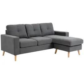 Homcom Eckcouch Textil 3-Sitzer Dunkelgrau