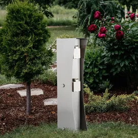 LEDINO Außen Steck Dose 2-fach Garten Strom Verteiler silber Veranda Energie Säule Ledino 11790000009015