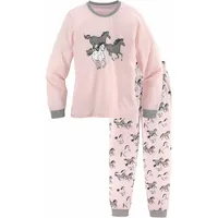 PETITE FLEUR Pyjama 1 Stück, 2 tlg. Schlafanzug in langer Form mit Pferde Print petite fleur rosa-grau-meliert