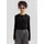 QS Leicht transparenter Pullover mit Knopfleiste und Polokragen Schwarz L