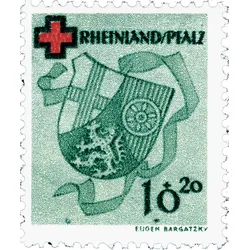 Die Briefmarke aus dem Wohlfahrts-Satz "Rheinland - Rotes Kreuz" von 1949!