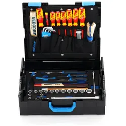 Gedore Werkzeugkoffer L-BOXX 136, Set 58-teilig, gefüllt, Werkzeug für Hand- und Heimwerker, im Kunststoffkoffer, 1100-01