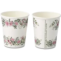 ECOFIESTA 24 Stück Pappbecher 200ml Rosen & Eukalyptus umweltfreundlich - Plastikfreie Einwegbecher - Papierbecher nachhaltige Produktion