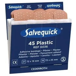 6 Sets Cederroth Salvequick Plastic Pflaster (45 Stück) braun , Refill