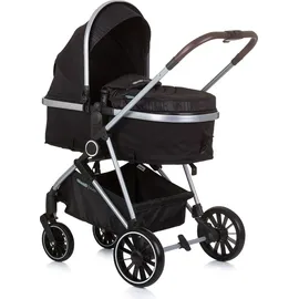 Chipolino Kinderwagen Aura 2 in 1 umbaubar Wickeltasche Sitz umkehrbar bis 22 kg schwarz