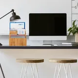 Relaxdays Dokumentenhalter Bambus, 5 Fächer, für Briefe und Unterlagen, Schreibtisch Organizer, HBT 23x24,5x25 cm, natur