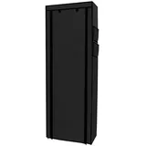 Intirilife Faltschrank 170x58x28 cm in RABEN SCHWARZ - mit Reißverschluss Stoffschrank Kleiderschrank Schuhregal mit 9 Ablagefächern - Camping Steck