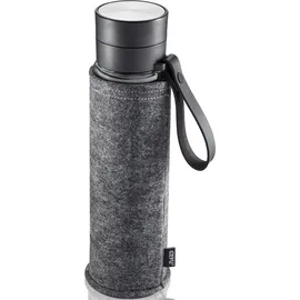 GEFU Trinkflasche GEFU "COMPANION", schwarz (schwarz, transparent), 450ml, Borosilikatglas, Trinkflaschen, Trinkflasche, Sicherheitsverschluss für 100%-igen Auslaufschutz und Einhandbedienung