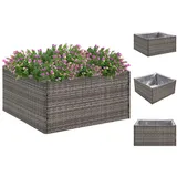 vidaXL Pflanzkübel Grau 80x80x40 cm Poly Rattan