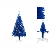 vidaXL Künstlicher Weihnachtsbaum mit LEDs & Kugeln Blau 180 cm