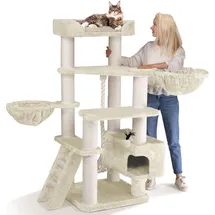 Happy Pet HAPPYPET Kratzbaum große Katzen XXL, Katzenbaum Deckenhoch, Stabil und Massiv mit Sisalsäulen und Dicker Bodenplatte, Ideal für Schwere