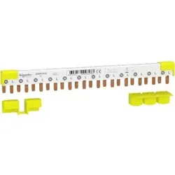 Schneider Electric A9XPC612 Acti9 Phasenschiene Stift, 1P+N, 9mm-Stift-Abstand, 80A, 12 Module, 4-Endkappen