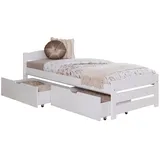 Ticaa Bettgestell Stauraumbett Seniorenbett „Loni“, Funktionsbett weiß