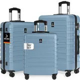 Hartschalenkoffer New York Set 3-tlg Pastellblau Rollen 360o ABS
