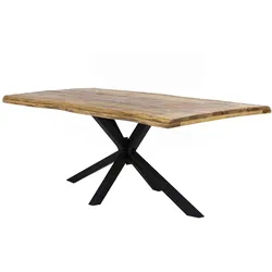 Esstisch 'Vanaja' 240x100 cm, Mango/Antikschwarz Massivholz, Metall Mango