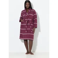 Damen Bademantel Frottee Ringel Schalkragen Langarm violett 48