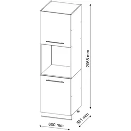 Vicco Herdumbauschrank Fame-Line 60 x 60 x 206,8 cm Grau