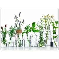 ARTland Küchenrückwand Öle mit Kräutern, (1-tlg), Alu Spritzschutz mit Klebeband, einfache Montage grün 70 cm x 50 cm
