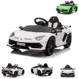 ES-Toys Elektro-Kinderauto Lamborghini Aventador SVJ weiß (12 V)