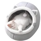 Katzenbetten Für Hauskatzen, Faltbare Katzenbetthöhle, Katzenhaus Mit Waschbaren Kissen, Katzenbett Für Kätzchen, Katzenzelt,Weiches Und Warmes Katzenhaus Für Drinnen, 30x30x31/38x37x35cm, Grau