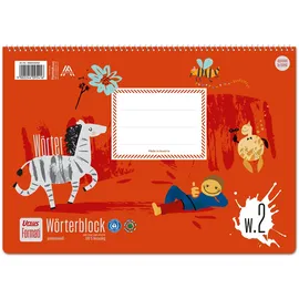 Formati Wörterblock W.2 DIN A4 quer 52 Blatt 6/6/6 mm und 9/9/9 mm liniert mit Zeichenfeld, aus 100% Recyclingpapier