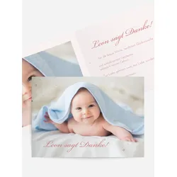 Dankeskarten Geburt selbst gestalten mit Spruch und Fotos im Onlinedesigner bei Meine-Kartenmanufaktur.de