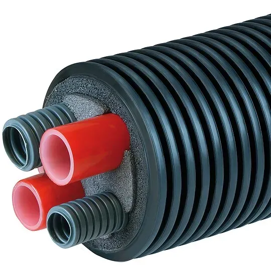 AustroPEX WPP Wärmepumpenrohr-Fernwärmeleitung - Meterware - 2-63 x 5,8 mm (DN 50) und 2 Leerrohre - Außenmantel 200 mm ** 1m/173,79 EUR