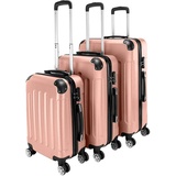 LEADZM Kofferset 3 Teilig Hartschale Reisekoffer mit 4 Rollen und TSA Zahlenschloss, Handgepäck Koffer, ABS-Trolley-Koffer (Rosegold)