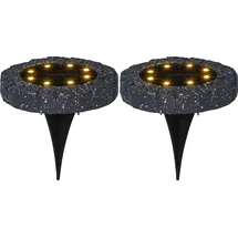 Star Trading Solarleuchte Kunststoff Ø 11 cm 2er Set schwarz