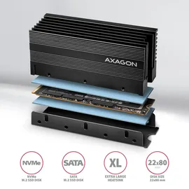 AXAGON CLR-M2XL M.2 SSD, 2280 - Aluminium-Heatspreader mit Kühlrippen