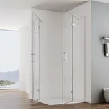 IMPTS Duschkabine Eckeinstieg Duschabtrennung Pendeltür aus 6mm Sicherheitsglas Glas für Badezimmer Falttür 120cm +