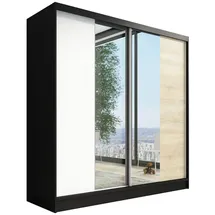 A&J MöbelLand Schiebetürenschrank DUO 200 x 215 x 59,5 cm Weiß/Schwarz