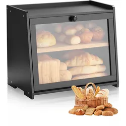 VEVOR Doppelschichtiger Brotkasten Küchentheke Brotbox Brotbehälter Schwarz
